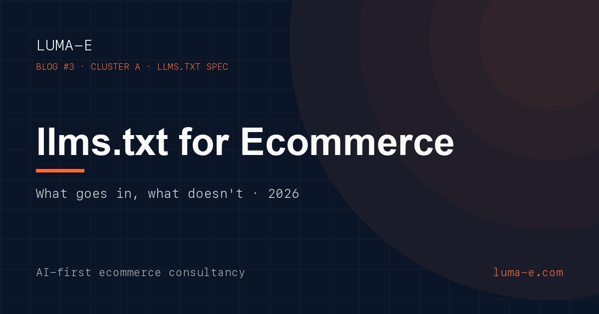 llms.txt for Ecommerce: What Goes In, What Doesn't (2026 Spec Walkthrough)